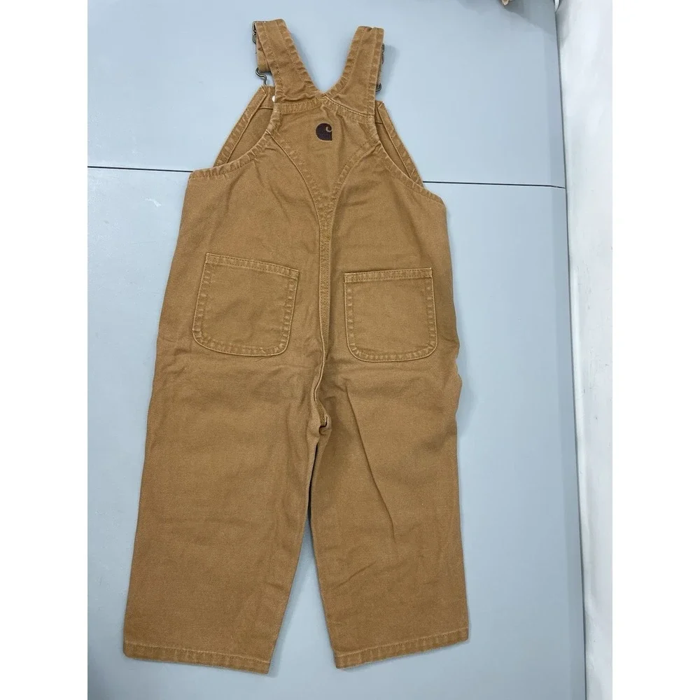 Carhartt Infant Canvas Bib Overalls Duck Canvas Double Knee Farmer Brown Kid 18M